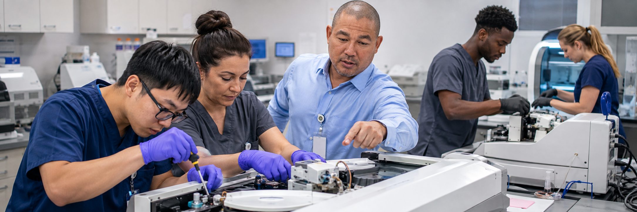 Cath lab imaging equipment service and C-arm maintenance | BiomedRx Medical imaging equipment service on a cath lab C-arm and patient monitoring system